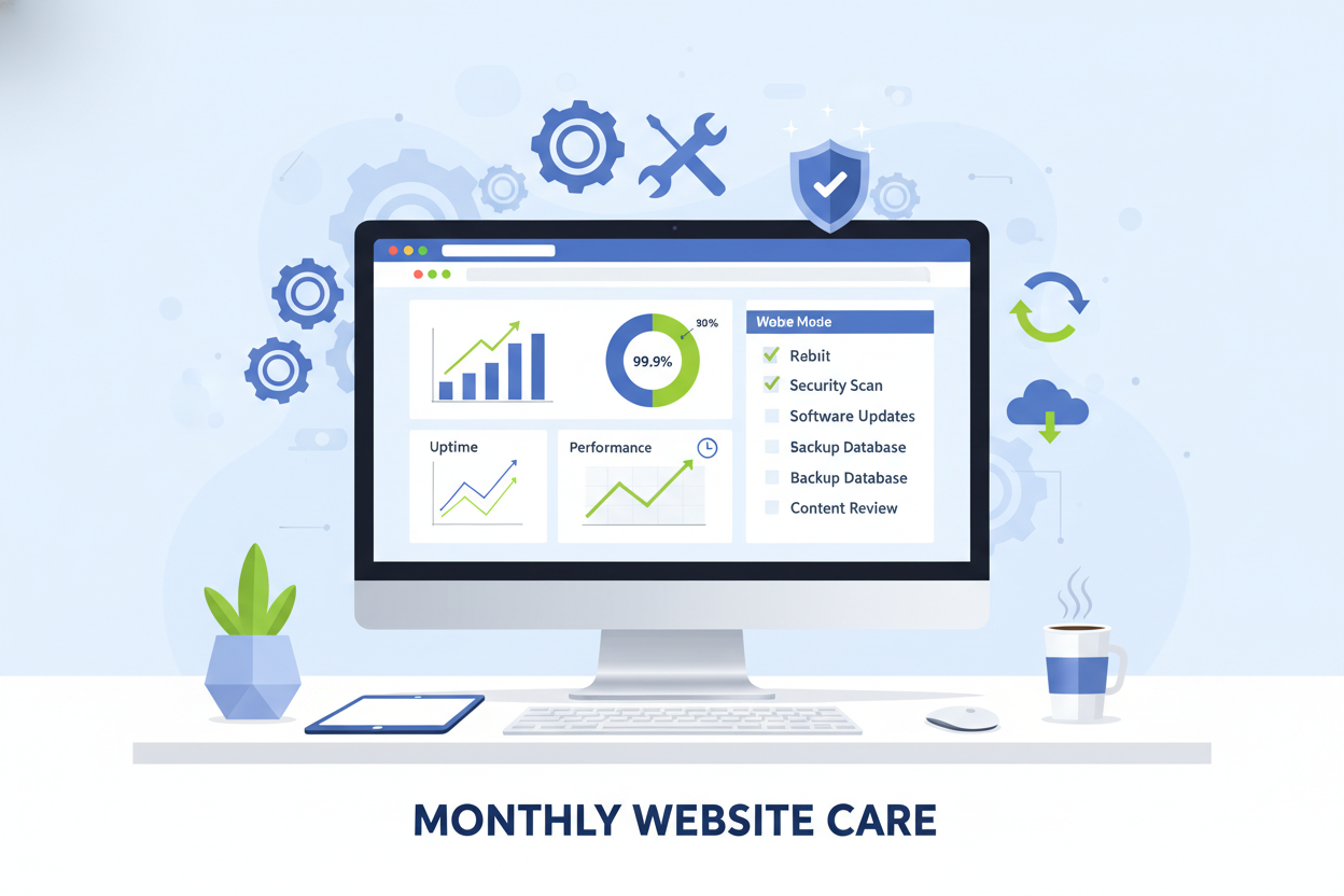 monthly maintenance picture of a website